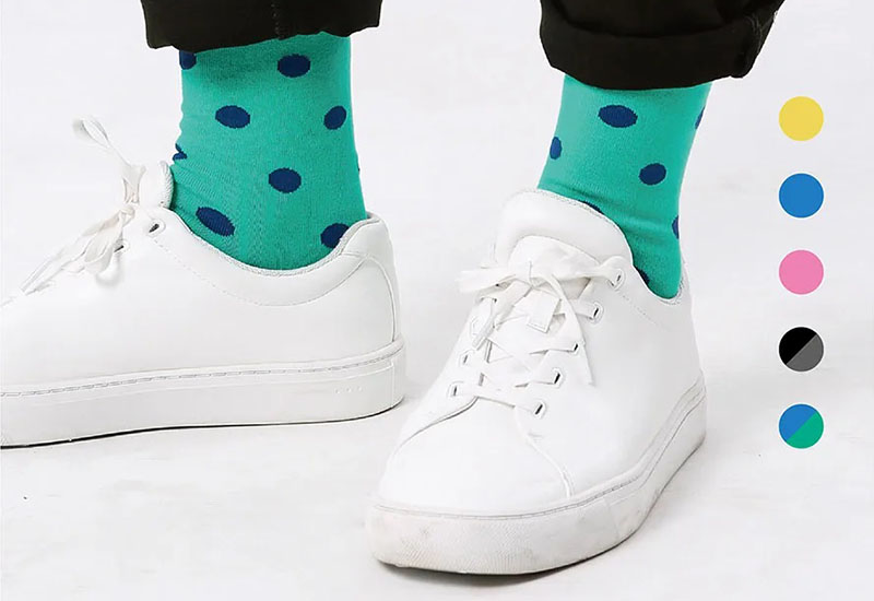 大圓點襪-藍綠 厚襪款(2種尺寸) 